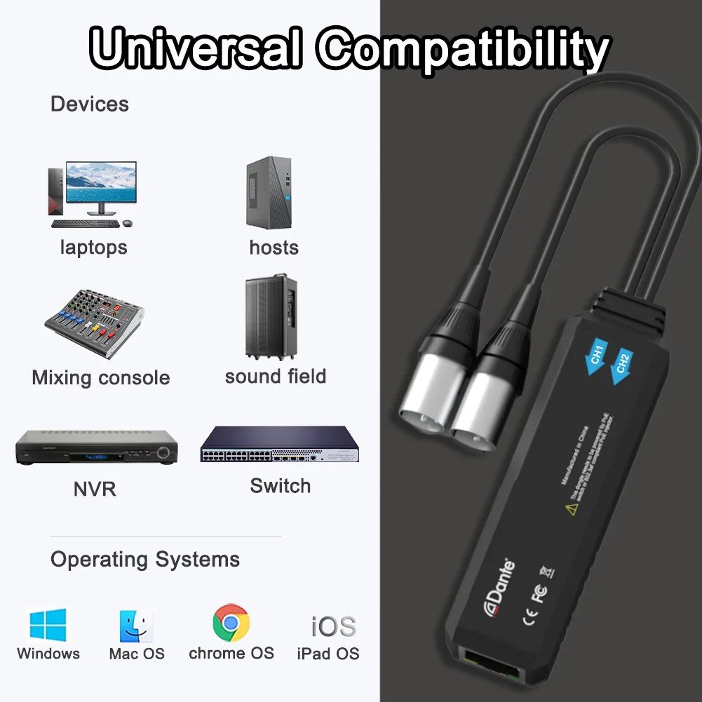 AudinateDante AVIO – アナログ双方向アダプター、PoE搭載、DanteドングルUSB I/Oデジタルオーディオ、2 * 2チャンネル対応