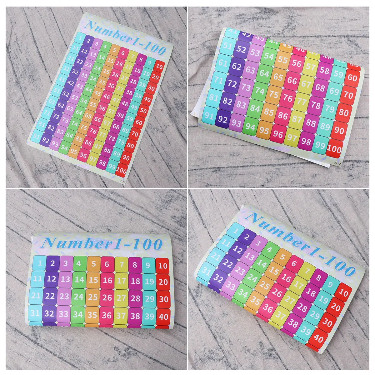 Numbers 1-100 Chart Early Education Wall Chart Bright Colored Preschool Learning Counting Educational Poster Plastic Sleeve