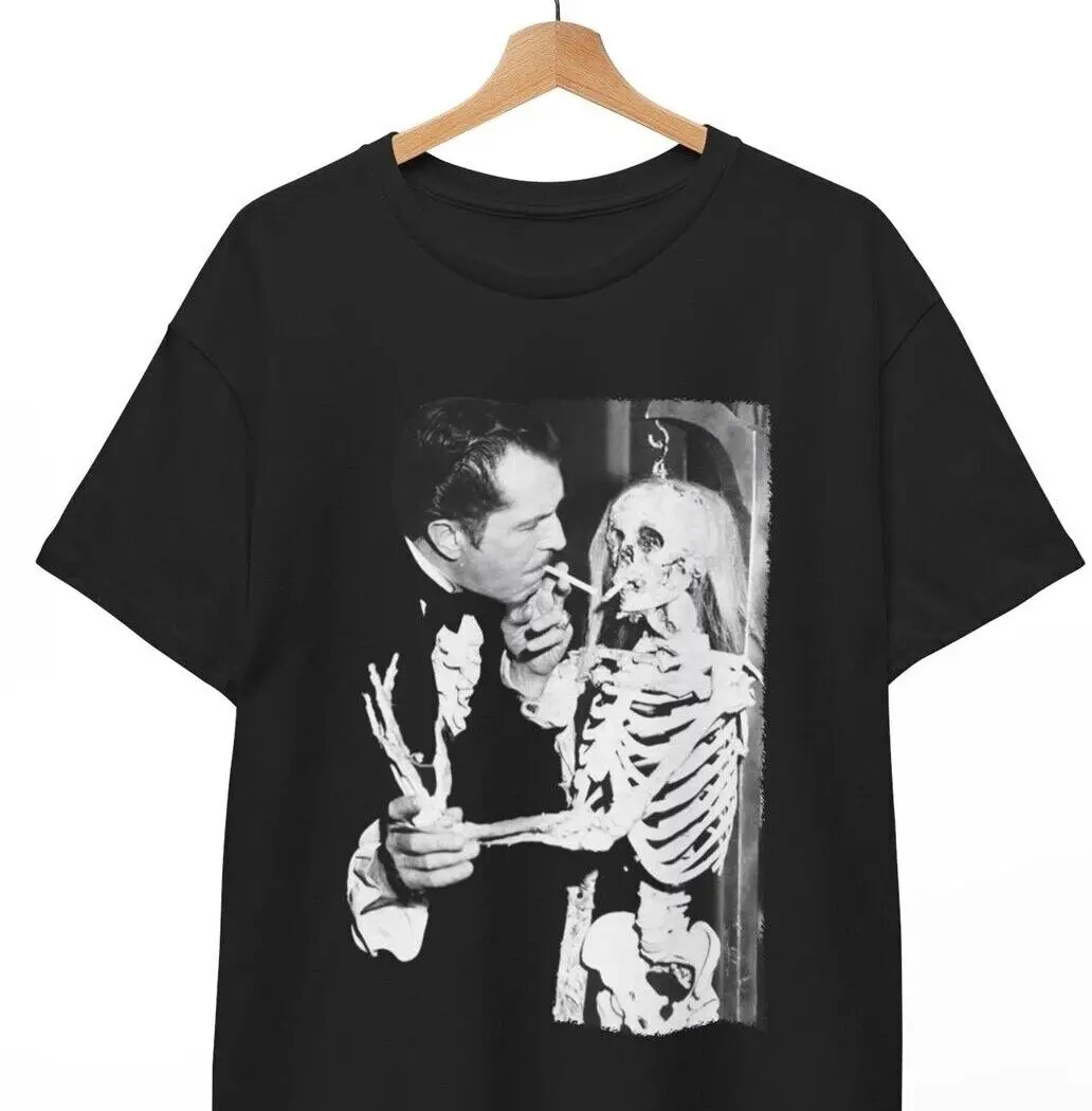 Vincent Price Skeleton Vintage Horror Movie T-Shirt, Gothic Creepy Unisex Tee