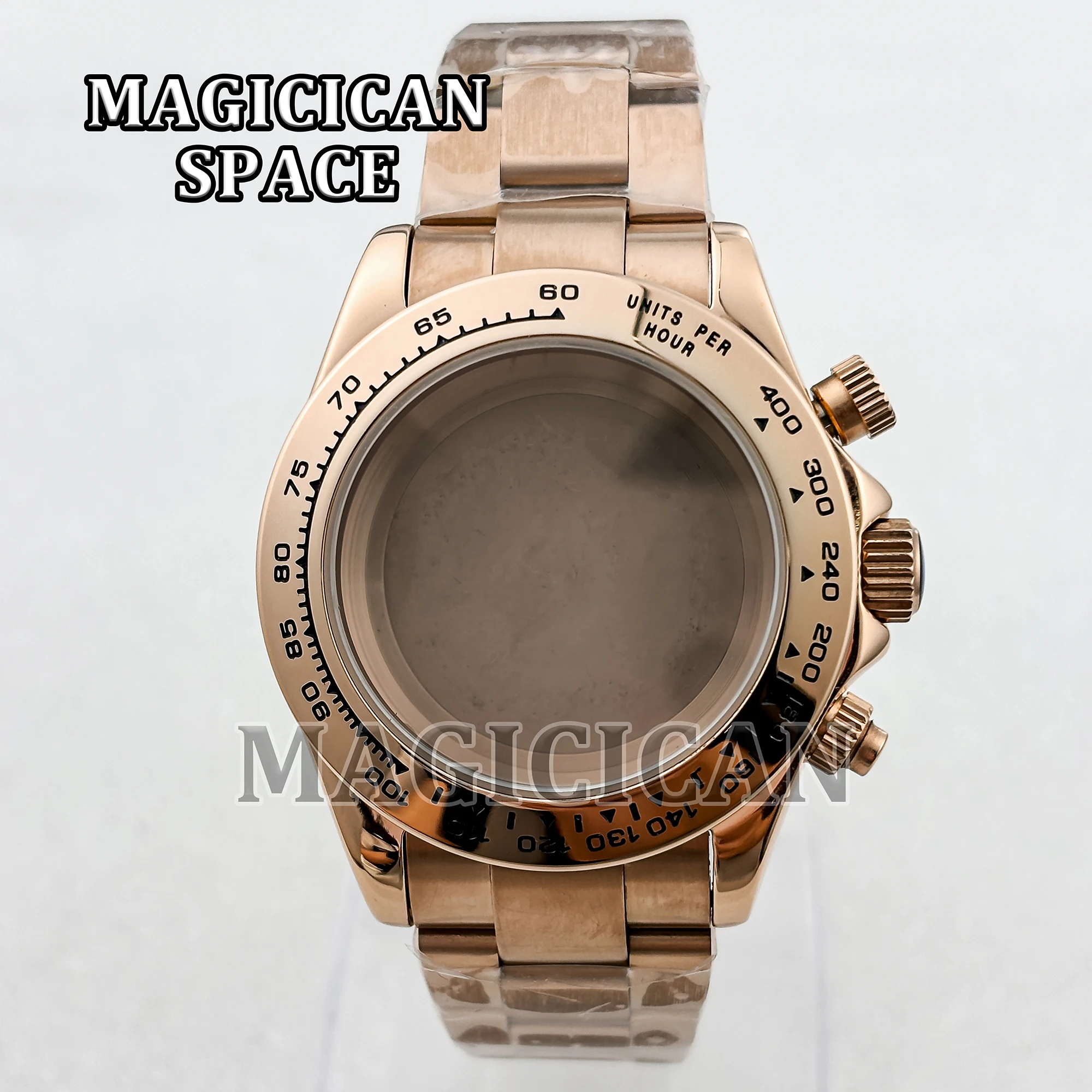 39mm Solid Stainless Steel Watch Case Dial Hands Bracelet 10ATM Waterproof Sapphire Crystal for Daytona VK63 Quartz Movement