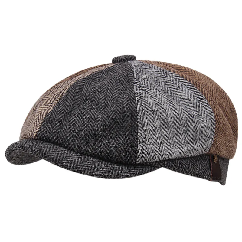 Colorblock Striped Men\'s Hat High Quality Beret Ivy Newsboy Hat Ladies Beret Pointed Eye Mask Wholesale