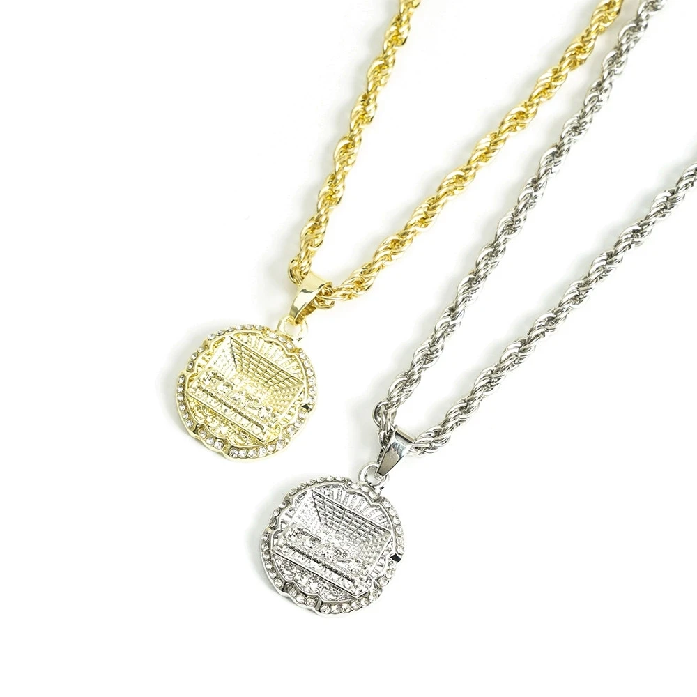 الهيب هوب ميدالية مستديرة العشاء الأخير قلادة قلادة مع 4 مللي متر حبل سلسلة القلائد الموضة للرجال والنساء روك مغني الراب مجوهرات #4