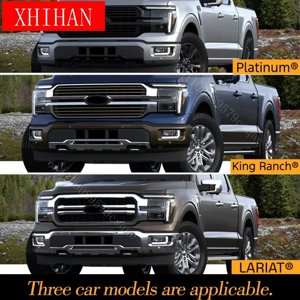 Racing Grills for Ford F150 2024 2025 Lariat King/Ranch/Platinum Front Hood Grille Bumper Upper Guard Protector Cover Auto Parts