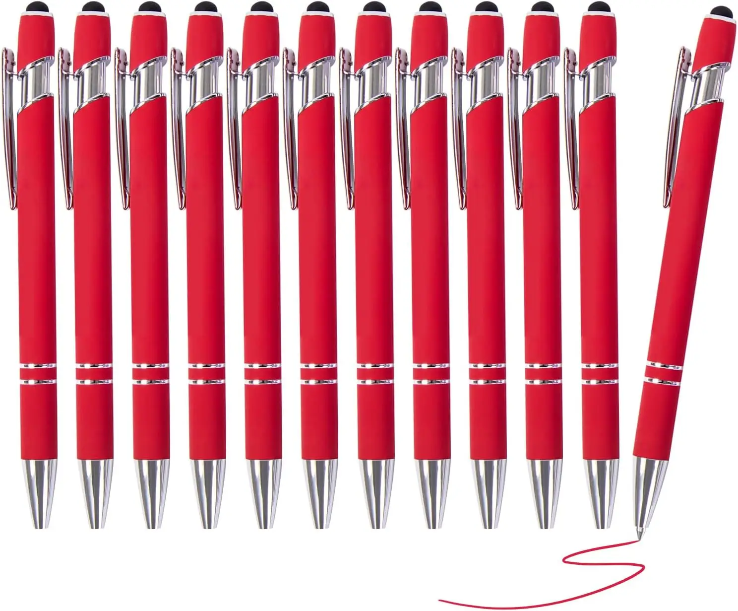 

12 Red Gel Pens, Fine Point 0.7mm, Stylus Tip, Smooth Writing, Office Desk Accessories
