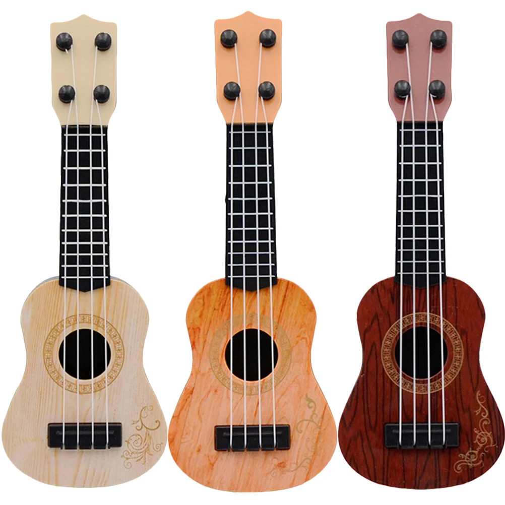 3 Pcs Mini Ukulele Electric Drum Kit Beginner Guitar Toys Educational Guitars Toddler Musical Kids