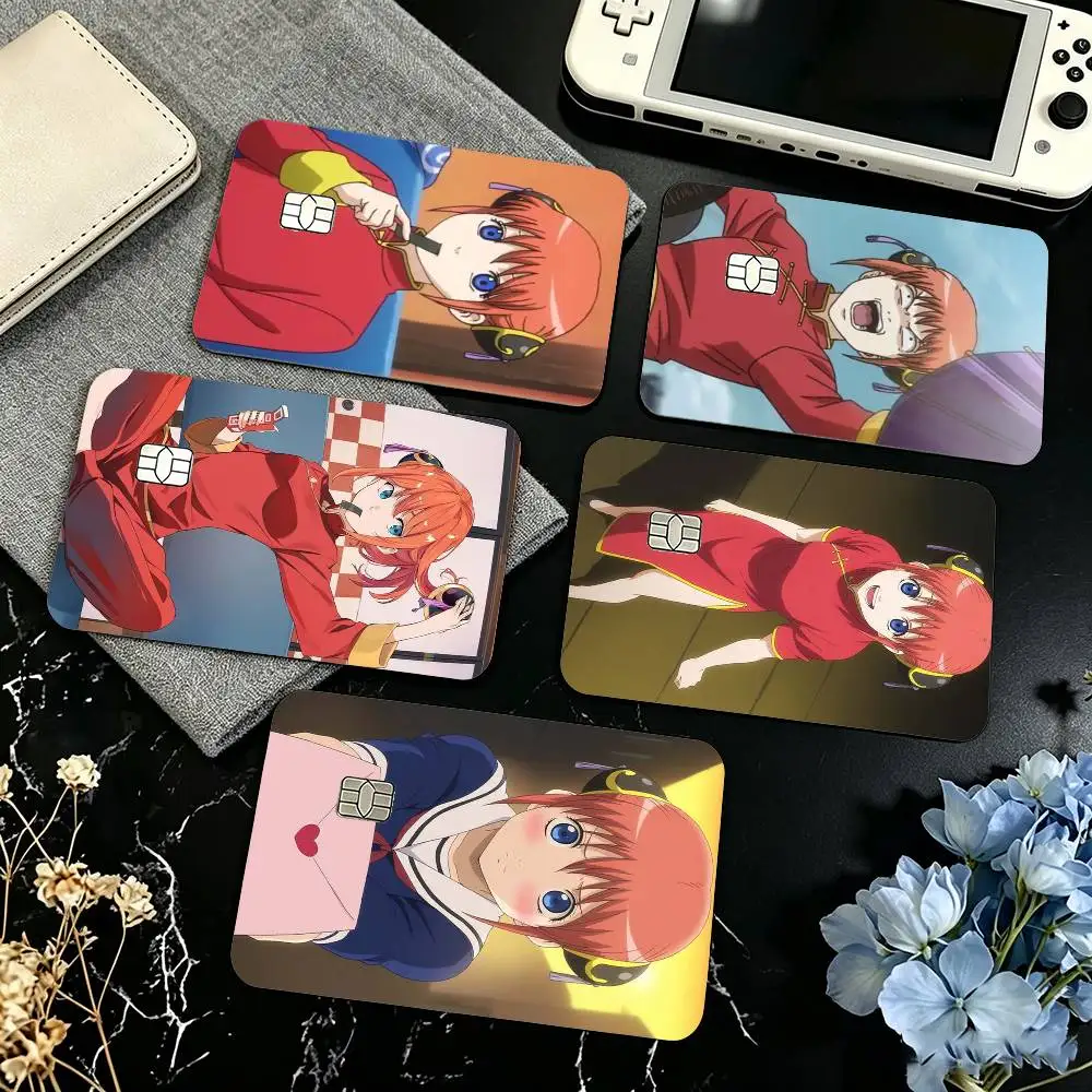 Anime G-Gintama K-kagura  Credit Card HD Stickers Game Card Decal Small Chip Waterproof Sticker Gift
