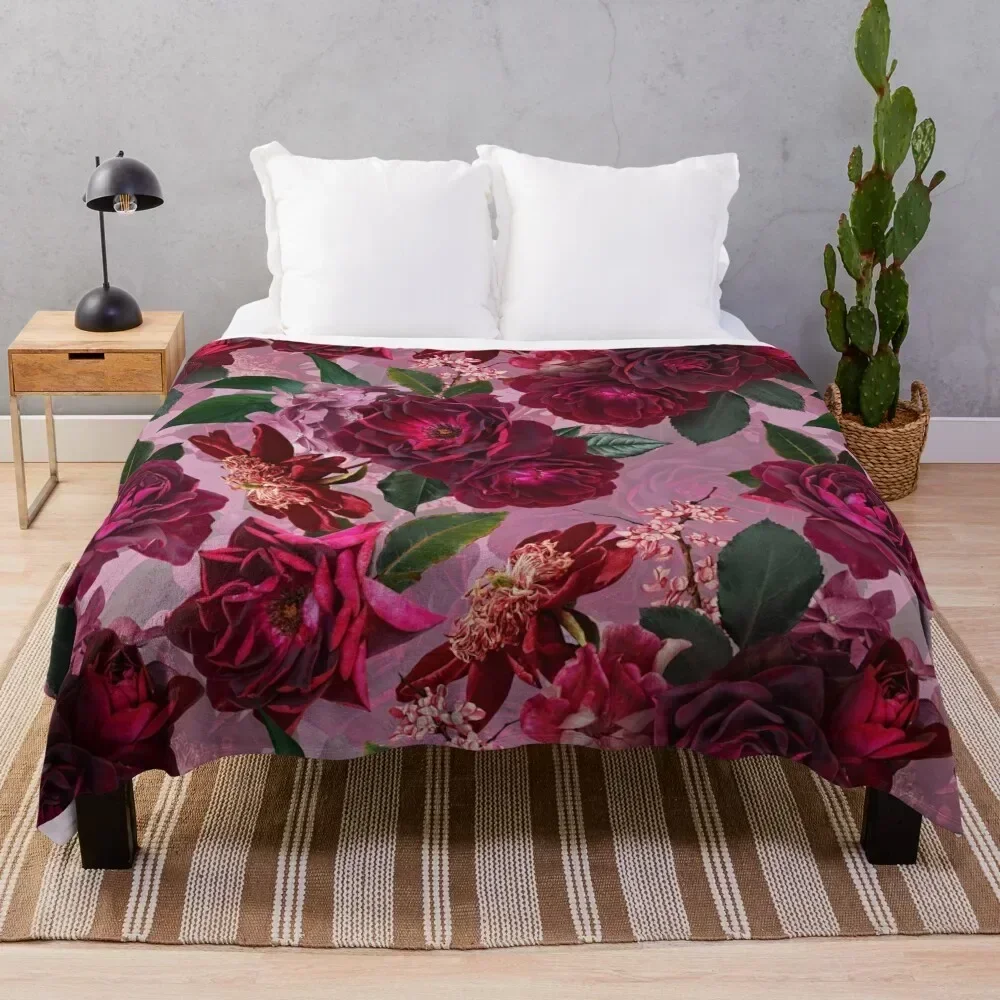 

Antique Purple Botanical Flower Rose Garden Throw Blanket Versatile Cozy Throw Blanket for All Occasions