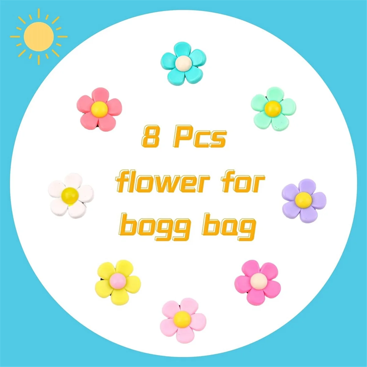 Flower Charm Accessories for Bogg Bags and Simply Southern Tote, Beach Tote Beach Bag Accessories(8PCS)