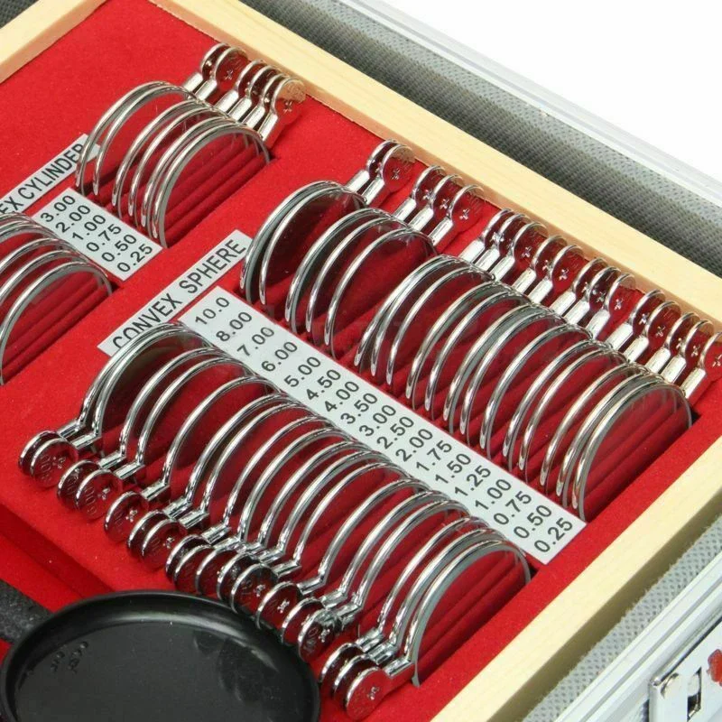 104 pcs Trial Lens Set with Measuring Glasses Testing Frame Optical Lens Optometry Rim Case Evidence Box Aluminum Rim Kit