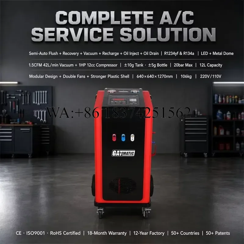 Wmwmnu for GM720-YF Semi-Automatic AC Service R1234yf R134a Recovery Recharge Flush 12L