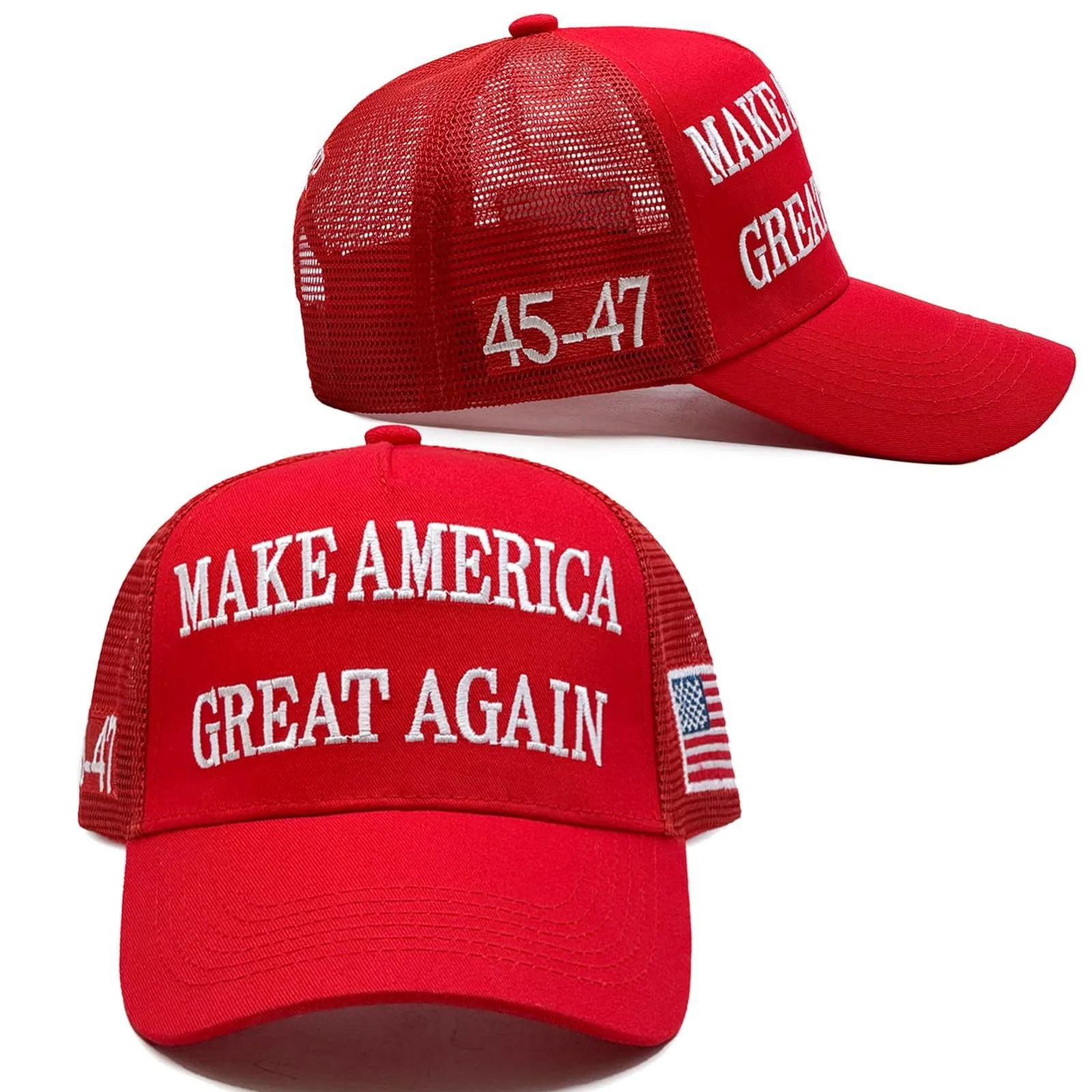 Maga Baseball Cap With Usa Flag Make America Great Again Adjustable Peaked Cap Trump Clothes Accessories Mesh Back Snapback Cap