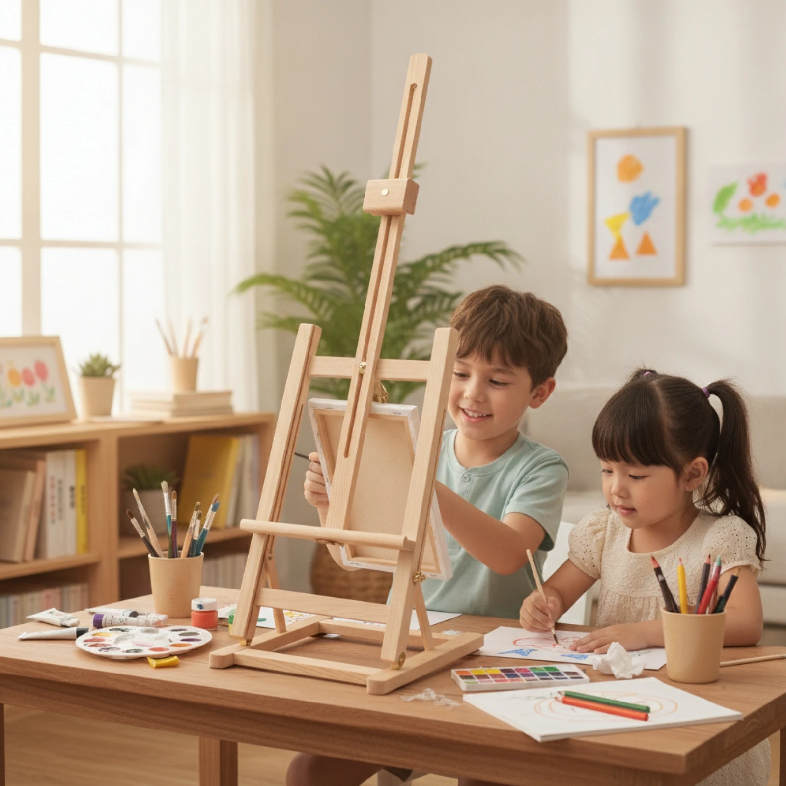 Tabletop Easel with Adjustable Frame Compact Wooden Easel Display Stand Lightweight Multi-Purpose for Beginners, Studio