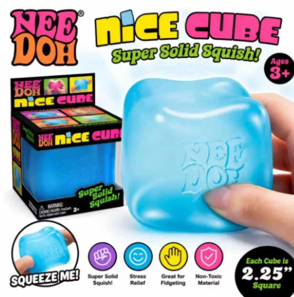 Trend Needoh Nice Cube Rainbow Marbled Sensory Toy TPR Filling Non-Toxic Stretchable Slow Rising Anxiety Relief Autism ADHD Toy