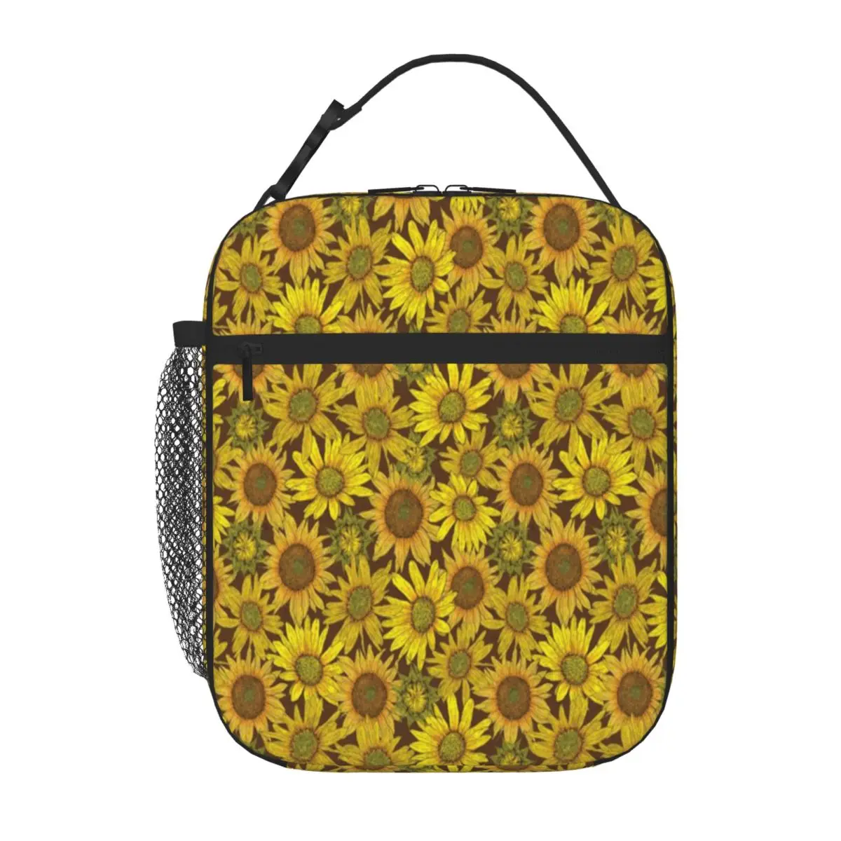 Hot Sale Yellow Sunflowers Plain Design Insulated Lunch Bag Daycare Meal Leakproof Lunch Bag
