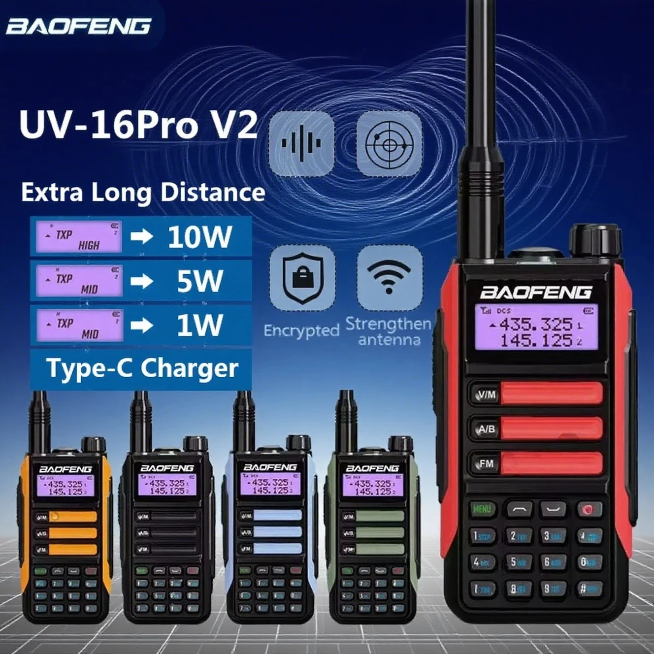 BaoFeng UV16 High Power Walkie Talkie Recharger Long Range Waterproof Transceiver camping equipment Hunting Ham Two Way Radio
