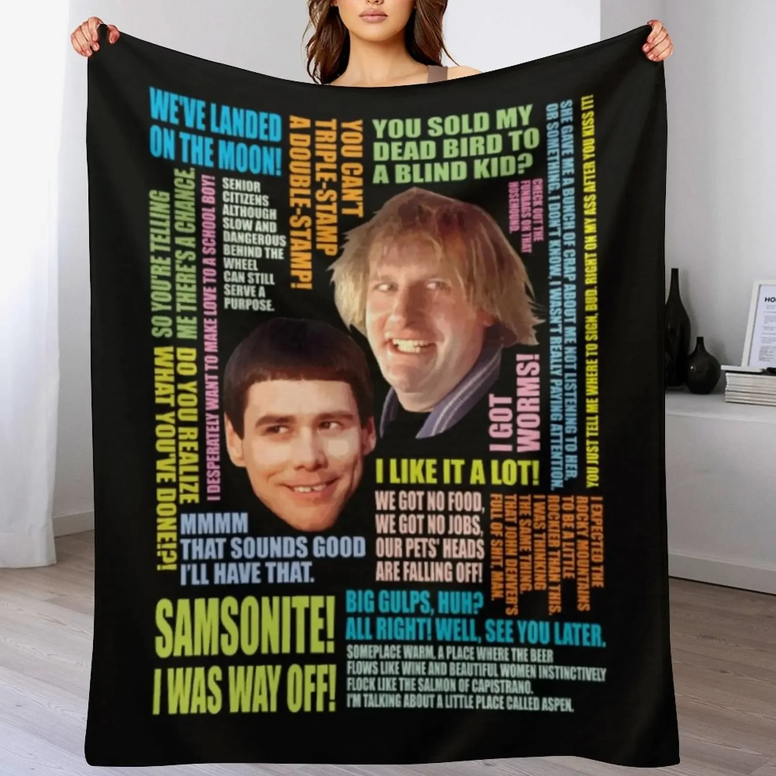 

Dumb And Dumber T-ShirtDumb and Dumber Quotes Throw Blanket Beautifuls bed plaid Plaid on the sofa Multi-Purpose Blankets