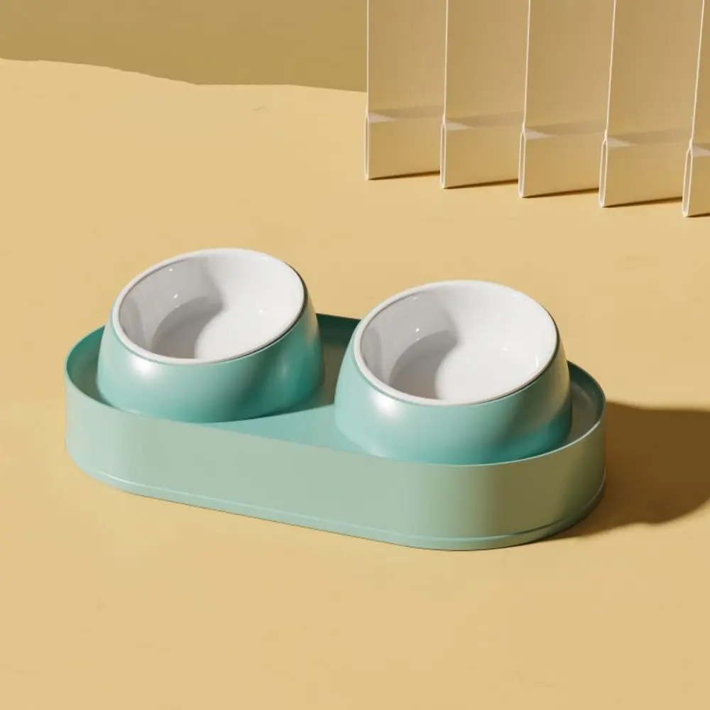 

Slanted Mouth Pet Feeding Double Bowls Anti-Slip Cute Cat Feeder Dispenser Large Capacity Portable Dog Food Basin