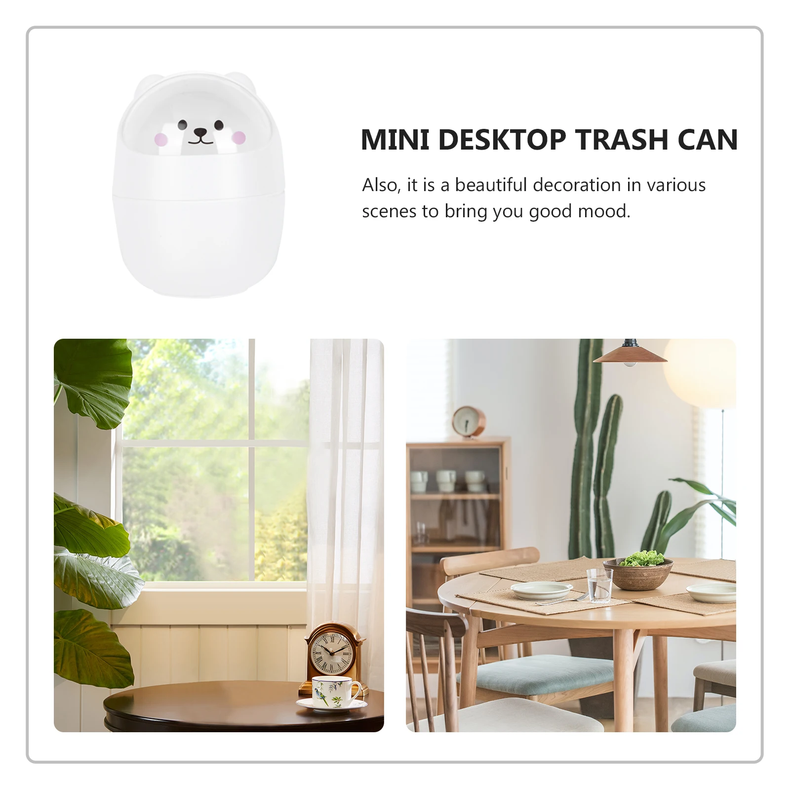 

Stylish Flip Trash Can Mini Desktop Garbage Bin Animal Design Space-Saving Plastic Waste Container for Office Home Decoration