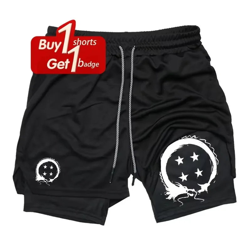 Pantaloncini grafici Dragon Ball Estate Uomo 2 in 1 Compressione Atletica Pantaloncini ad asciugatura rapida Allenamento in palestra Pantaloncini da allenamento per corsa Costumi da bagno