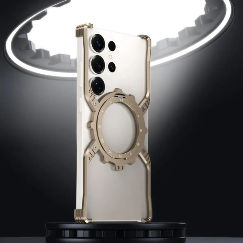 

HOCE Роскошный металлический магнитный чехол для телефона из алюминиевого сплава для Samsung S25 S24 S23 S22 Ультра невидимый светящийся кронштейн охлаждающая крышка