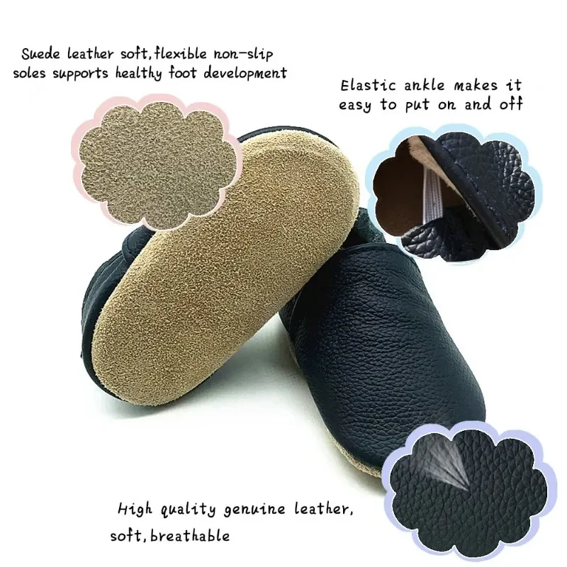 Baby Shoes Cow Leather Bebe Booties Soft Soles Non-slip Footwear Toddler First Wakers Boys And Girls Slippers