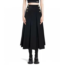 2024 spring and summer new solid color black women skirt high end fashion popular ladies casual versatile mid-length gray skirt