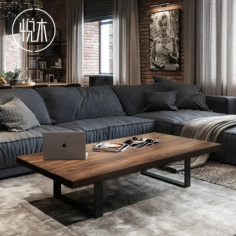 Retro Solid Wood Coffee Table American Style Creative Kung Fu Tea Table for Small Apartment Living Room Guest Reception Desk