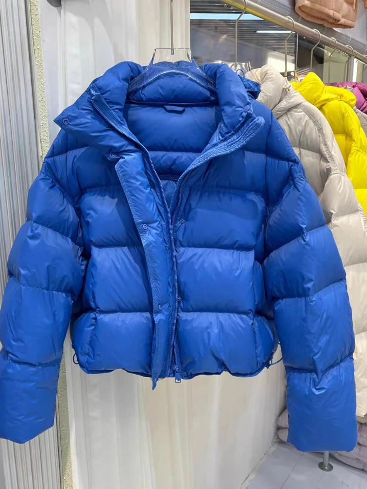 

Candy Color Down Jacket Winter New Hooded Puff Casual Fashion Short Parkas Women Loose Thickened Warm 90% White Duck Puffer Coat