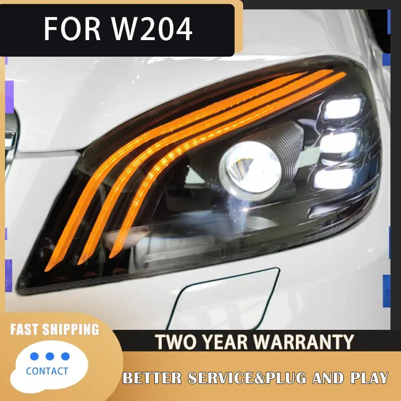 Head Lamp for Benz W204 LED Headlight 2011-2013 Headlights c200 c260 c300 DRL Turn Signal High Beam Angel Eye Projector Lens