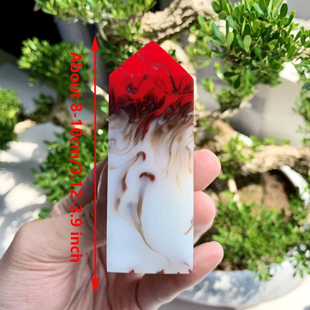 Fire Agate Obelisk, Polished Crystal Point, Natural Mineral Stone, Home Decor Meditation Ornament Gift