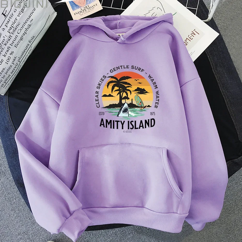 Respect The Locals Shark Amity Island Vintage Sweatshirts Male Hoodies Goth Clothes Women Aesthetic Outfits Fleece Streetwear