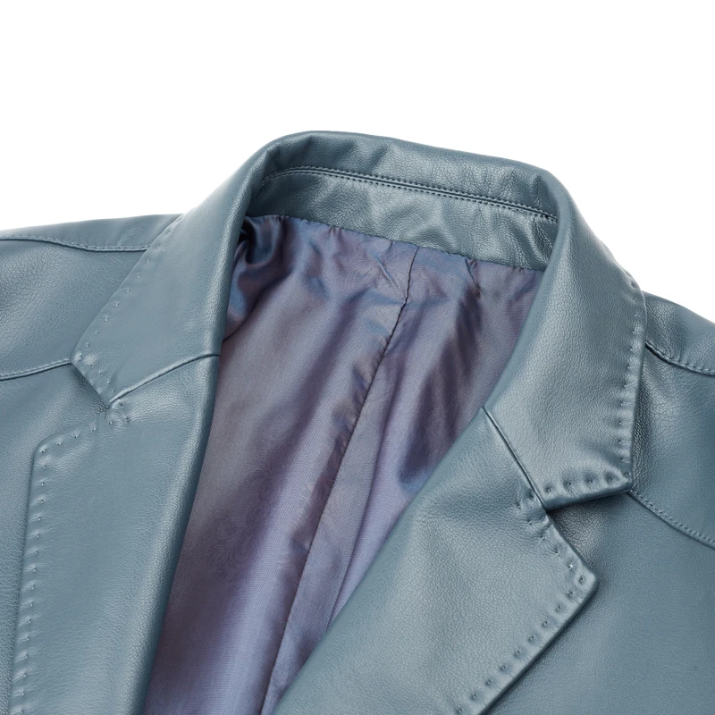 หรูหราเสื้อหนังผู้ชายชุดเสื้อหนังฤดูใบไม้ร่วงและฤดูหนาวผิวใหม่สบายๆเสื้อสูทขนาดเล็กเสื้อหนังผู้ชาย