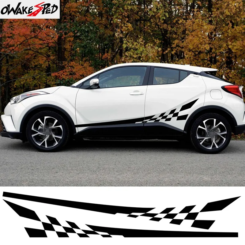2pcs For Toyota C-HR Racing Flag Sport Stripes Car Sticker Auto