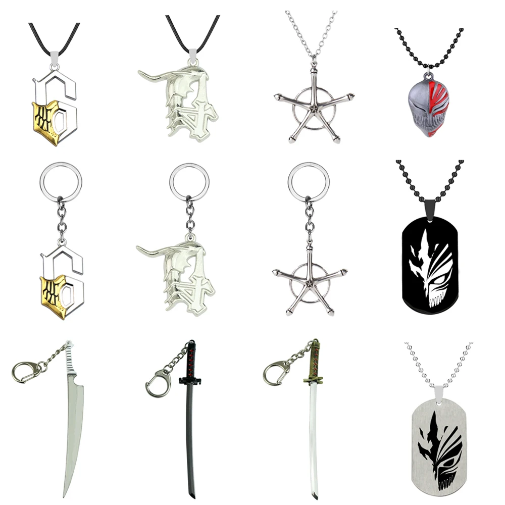 Anime Bleach Weapon Keychain Zangetsu Zanpakutou Sword Key Chain Hitsugaya Toushirou Katana Keychains Accessories llaveros