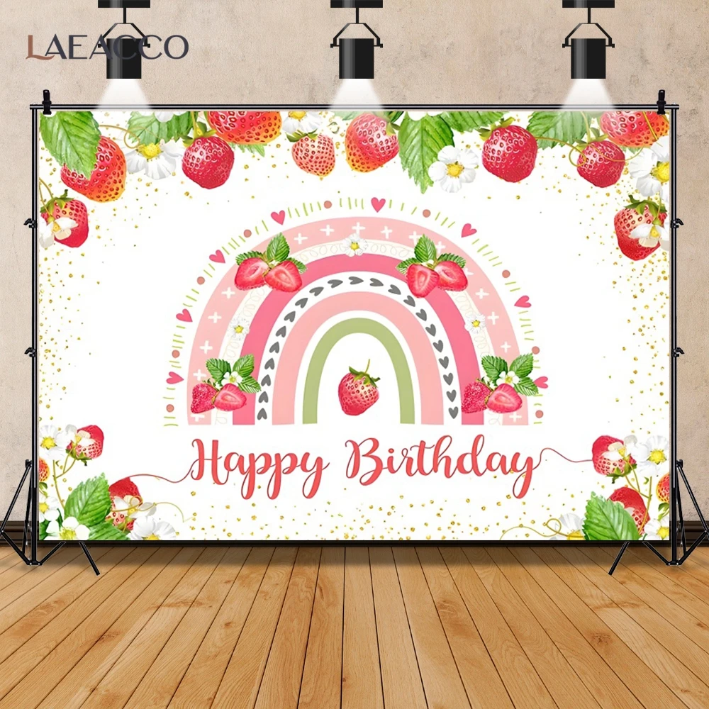 فراولة موضوع حفلة عيد ميلاد التصوير خلفية استحمام الطفل مخصص فوتودعوة راية كعكة سحق الوليد صورة خلفية