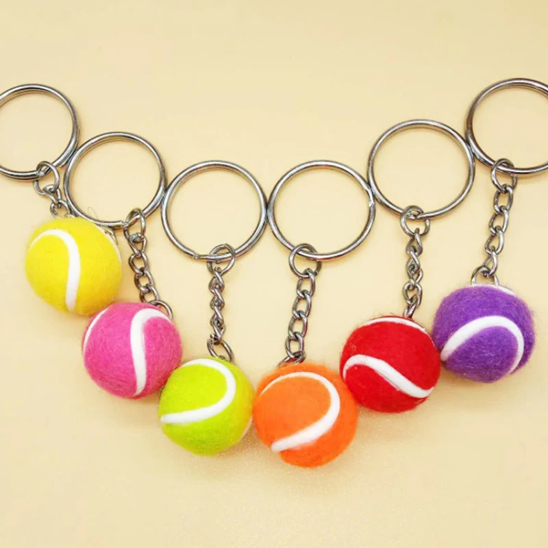 1PC Key Chain Tennis Ball Metal Keychain Car Key Chain Key Ring Sport Chain Pendant Children Gifts Sport Ball Club Souvenir