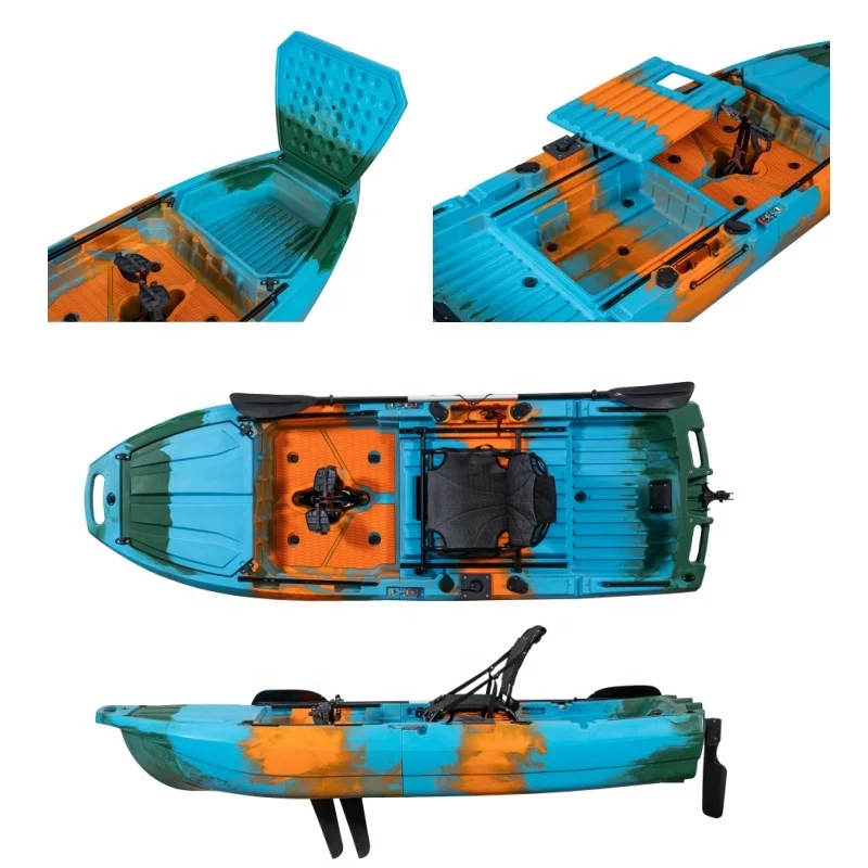 LSF 2025 جديد 2 قطعة دواسة زعانف كاياك واسعة وحدات كاياك قابلة للفصل مع فتحة سمكة حية كبيرة وعجلات للتجديف في الهواء الطلق #4