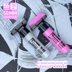50mm Wide Tip Fluorescent Acrylic Marker 35ml Water-based Graffiti Pen Wall Painting Waterproof Fast Drying Strong Coverage
