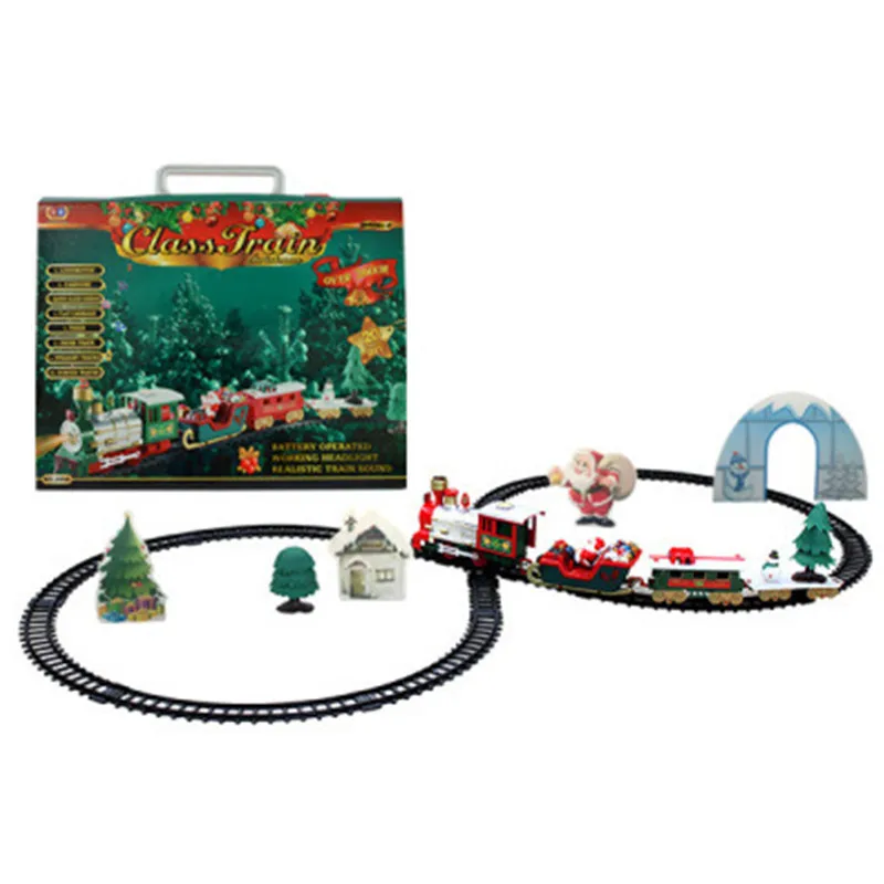 Weihnachten elektrische Zug Spielzeug Schiene Auto Mini Zug Spur Geschenk rahmen mit Ton Licht Dekore Jahr Baum Weihnachten Spielzeug Weihnachten neu t1i4