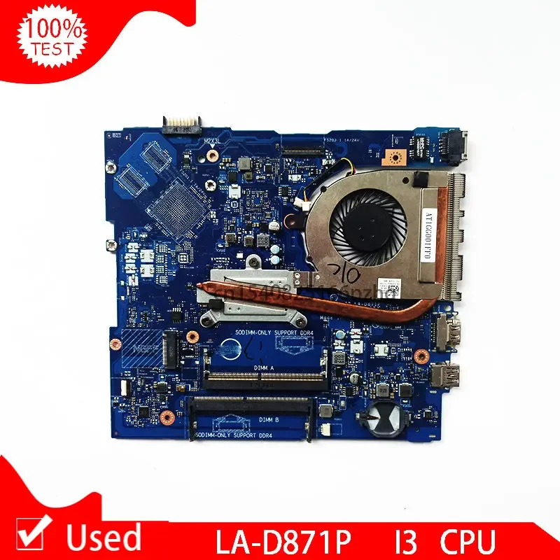 Used For DELL Inspiron 15 5566 5568 5468 Laptop Motherboard BAL60 LA-D871P Mainboard CN-0DPC8T 0DMD9K CN-0KCKCP With I3 CPU