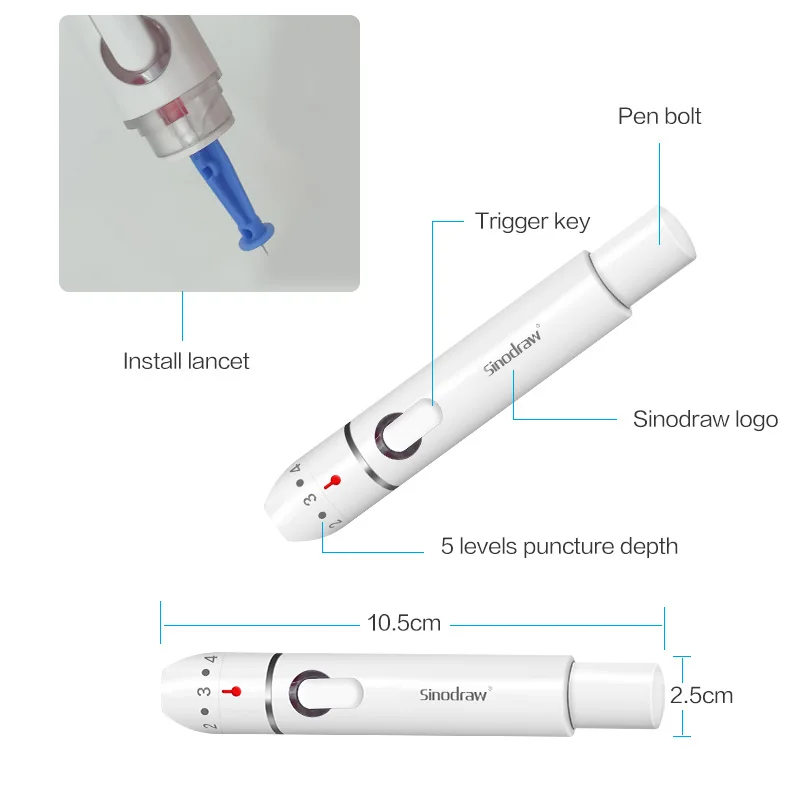 Agulhas de lanceta sinocare, 50/150/300/500 peças, para testes de glicose no sangue, agulhas médicas de coleta de sangue para testes de diabetes