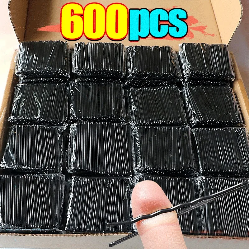 

60/600pcs Black Straight Line Hair Clip U-shaped Needle Lady Hairpins Curly Wavy Grips Women Bobby Pins Styling Hair Accessories
