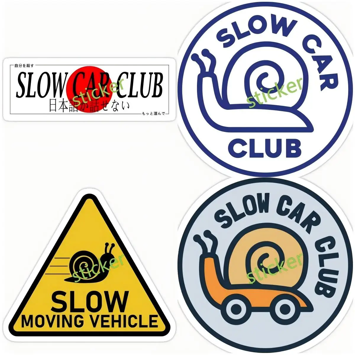 Slow Car Club Slap Car Stickers Sunscreen Anime Decals Creative Waterproof Beautiful Laptop Trunk RV Decor