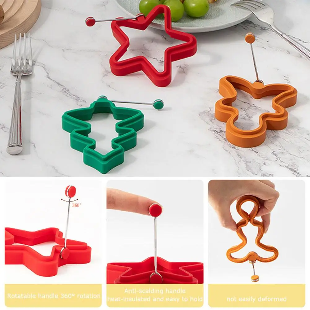 Christmas Pancake Mold Star Christmas Tree Gingerbread Cooker Omelette Tool Silicone Cooking Non-stick Man Maker Egg Shaped C9X1
