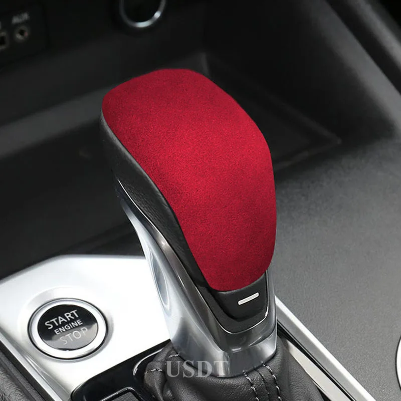 

For Nissan Kicks Teana Sentra Sylphy 2023 2022 2021 2019 2017 Accessories Leather Car Gear Shift Knob Cover Suede Gears Cap Mat