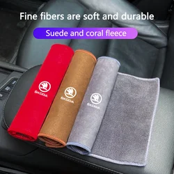 1pcs Car Cleaning Cloth Auto Emblem Cleaning Drying Rag Cloth Wash Microfiber Accessories For Skoda Yeti VRIS Octavia a5 Kodiaq