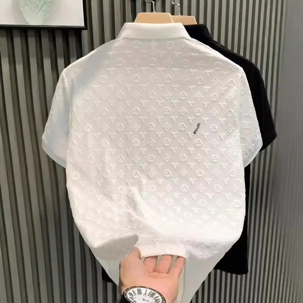 الصيف نصف كم الطباعة قميص بولو الرجال نمط جديد هونغ كونغ أزياء الراقية عارضة تنفس جيرسي قميص بول سميث