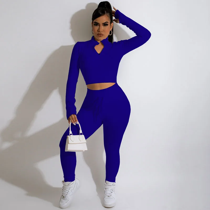 Casual Tracksuit Two Piece Sets Sweatsuit for Women Zipper Turtleneck Long Sleeve Top and Pants Sets Street Sporty Jogging Femme