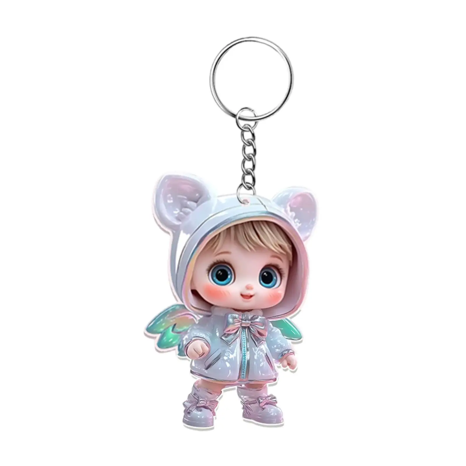 

Брелок для ключей с изображением ангела, 2D автомобильное зеркало заднего вида, подвесной кулон