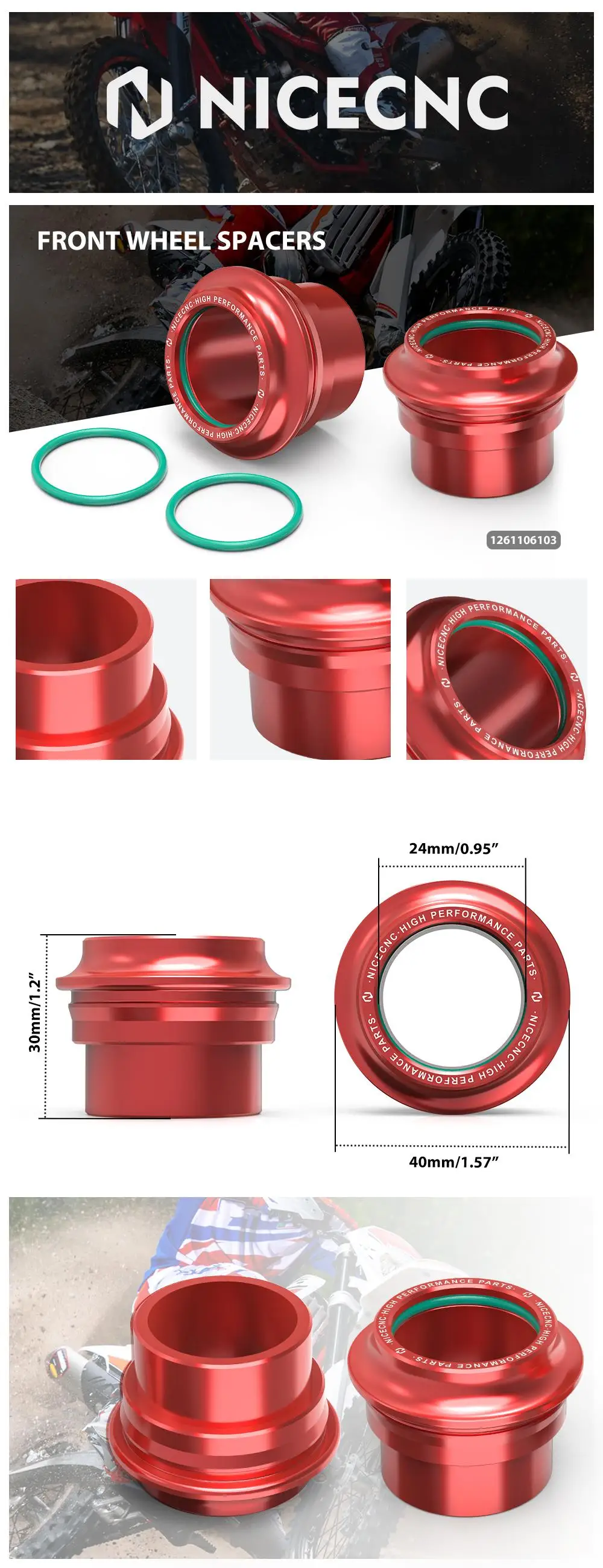 NICECNC Radnabenkragen für Beta RR 300 2013-2024 – Vorder- und Hinterrad-Distanzscheiben für RR 125, RR 250, RR 350, RR 390, RR 450, RR 498, 500, RR-S 350, 450 – Detail 1